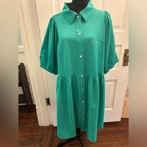 Entro Green Button-Down Dress
